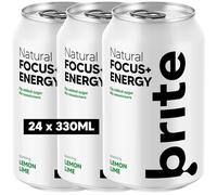 Brite Natural Focus. Energy Drink & Coffee Alternative for Productivity. Plant Based, Backed by Neuroscience. Low Calorie, Vegan, Gluten Free. Lemon Lime 24 x 330ml.