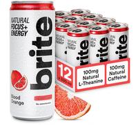Brite Natural Focus. Energy Drink & Coffee Alternative for Productivity. Plant Based, Backed by Neuroscience. Low Calorie, Vegan, Gluten Free. Blood Orange 12 x 330 ml.