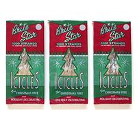 Brite Star Tinsel Icicles, Silver, 3 Packages, 1000 count each