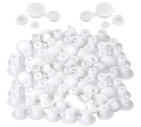 BRITECO 120PCS Screw Hole Covers - Plastic Plugs for Holes, White Screw Caps in 4 Sizes (5mm, 6mm, 8mm, 10mm), Durable Screw Covers for Furniture, Doors, Cabinets, and Shelves