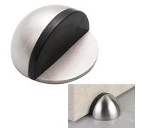 BRITECO 1PCS Stainless Steel Door Stopper, Polished Oval Floor-Mounted Door Stop with Rubber Bumper
