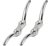 BRITECO 2PCS 113mm Silver Cleat Hooks - Durable Metal Rope Cleat for Flagpoles, Boat Docks, Kayaks, and Washing Lines - Weather-Resistant & Easy to Install Hooks