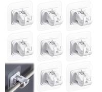 BRITECO 8pcs Self-Adhesive Curtain Rod Hooks - No Drill, Stick On, Secure Wall Mount, Modern Style, 5 Pound Weight Capacity