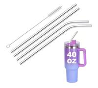 BRITECO Steel Replacement Straws Compatible with Stanley Cup 40oz - Pack of 5, Reusable - Perfect Fit Compatible with Stanley Tumblers