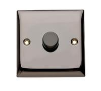 Britelite Single Dimmer Switch - Black Nickel Finish 1 Gang 2 Way Trailing Edge Dimmer Switch With Push On/Off Rotary Control For LED And Halogen Bulbs, Suitable For Domestic And Commercial Use