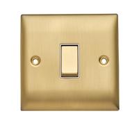 Britelite Single Light Switch, 1 Gang 2 Way, Brushed Brass