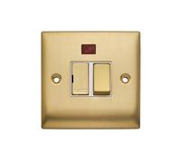 Britelite Switched Fused Spur, 13a, LED Indicator, Brushed Brass
