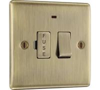 Britelite Switched Fused Spur - Brushed Brass Finish 13A Fused Connection Unit with Power Indicator LED Light, Overload Protection for Hard Wired Appliances, Ideal for Traditional Home Settings