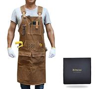 BRITEREE Work Apron with 9 Tool Pockets, Woodworking Apron with Durable Waxed Canvas, Tool Apron Gift for Men Carpenters