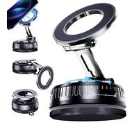 Briteroh 2026 Upgraded Magnetic Car Phone Mount for MagSafe: 360° Rotatable Adjustable Holder with 180+LBS Strong Suction Cup & 3800gf Magnet, Compatible with iPhone Series & Android Devices, Black