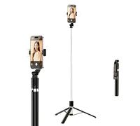Briteroh Selfie Stick Tripod 1.7M, Extendable Selfie Pole with Removable Fill Light & Bluetooth Remote, 3 Modes 360° Rotation, Compact Tripod Stand for Selfie/Live Stream/Vlog/Travel, Black