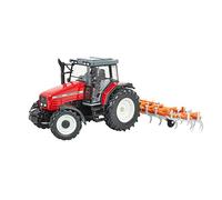 Britians Hertitage Tractor Playset Toy, Massey Ferguson Tractor 6S.180 with Classic Fold Cultivator, Compatible with 1:32 Scale Farm Toys, Suitable for Collectors & Children from 3 Years