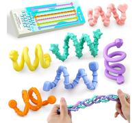 Britik Fidget Toys for 3+ Year Old Kids Adults: 6 Pack Sensory Sticks Toy for Autism Textured Squishy Calming Toys Gifts for 3-8 Years Old Toddlers Children Anxiety Stress Relief Toy for School Travel