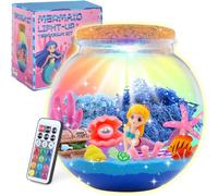 Britik Mermaid Terrarium Kit Toys for Girls 3-12 Year Old: DIY Arts and Crafts Kits for Kids Night Light Gifts for 3 4 5 6 7 8 9 11 12 Years Old Girl Birthday Presents Mermaid Science Educational Toy
