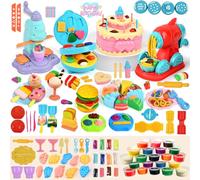 Britik Toys for 3-8 Year Old Kids: Play Color Dough Set for Kids 4 in 1 Play Doh Accessories with Tools and Cutters Gifts for 3 4 5 6 7 8 Year Old Kid Art Crafts Food Maker Toys Modelling Clay Set
