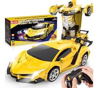 Britik Toys for Kids 3-8 Year Old: Transforming Remote Control Car Toys Gifts for Boys Age 3 4 5 6 7 8 Birthday Presents Toy for Toddler Transformable 2 in 1 Robot RC Car Toy 360° Rotating-Yellow
