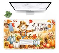 Britimes Autumn Scarecrow Harvest Large Mouse Pad Non-Slip Desk Pad Keyboard and Mouse Desk Mat Fall Pumpkin Orange Gaming Mousepad for Game,Office & Home,31.5 x 15.7 in
