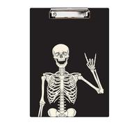 Britimes Clipboard Decorative Office School Hardboard Wood Nursing Clip Board and Pad for Standard A4 Letter Size Funny Skull Skeleton 12.6" X 8.9"