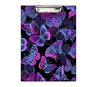 Britimes Clipboard Decorative Office School Hardboard Wood Nursing Clip Board and Pull for Standard A4 Letter Size Blue Cute Pink Rainbow Butterfly 12.6" X 8.9"