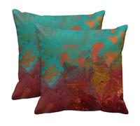 Britimes Decorative Throw Pillow Covers Modern Home Decor 18x18 Set of 2 Pillow Covers Decorative Abstract Oil Painting Pillow Covers for Bedroom, Living Room, Pillow Sofa, Turquoise Burnt Orange