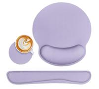 Britimes Purple Ergonomic Mouse Pad Set with Purple Wrist Rest Non-Slip Rubber Base Wrist Cushion Support and Coasters Mousepad with Wrist Support for Computer Keyboard and Desk