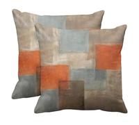 Britimes Throw Cushion Covers, Modern Home Art Decor, 45.7 x 45.7 cm, Set of 2 Cushion Covers, Decorative, Abstract Oil Painting Cushion Covers for Bedroom, Cushion, Couch, Sofa, Grey Burnt Orange