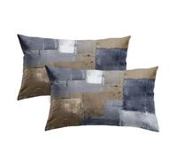 Britimes Throw Pillow Covers Modern Home Art Decor, 12 x 20 Inches Set of 2 Pillow Cases Decorative, Abstract Oil Painting Pillowcases for Bedroom, Living Room, Brown Blue