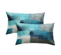 Britimes Throw Pillow Covers Modern Home Art Decor, 12 x 20 Inches Set of 2 Pillow Cases Decorative, Abstract Oil Painting Pillowcases for Bedroom, Living Room, Teal