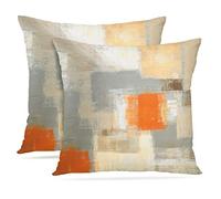Britimes Throw Pillow Covers Modern Home Art Decor, 16 x 16 Inches Set of 2 Pillow Cases Decorative, Abstract Oil Painting Pillowcases for Bedroom, Living Room, Cushion Couch Sofa, Beige Orange