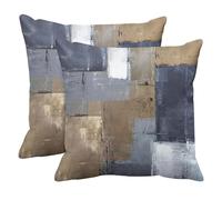 Britimes Throw Pillow Covers Modern Home Art Decor, 20 x 20 Inches Set of 2 Pillow Cases Decorative, Abstract Oil Painting Pillowcases for Bedroom, Living Room, Cushion Couch Sofa, Brown Blue