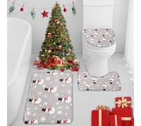 Britimes Winter Cute Little Snowman Bathroom Rug Set of 3 White Snowflakes Gray 3 Pieces Bath Mats Set No Silp Washable Cover Floor Rug Decorations for Kitchen Bathroom Bedroom