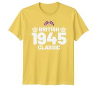 British 1945 Classic Union Jack T-Shirt | 80th Birthday Gift Idea | Keepsake Present for 80 Year Old | Vintage Party Outfit Celebration Tee Men & Women S Sunflower