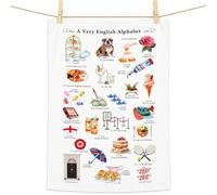 British Alphabet Decorative Tea Towel - London Kitchen Housewarming Gift | 16x25in Cotton Linen Dish Towel, England Souvenir, Housewarming & Hostess Gift for Women, New Home Decor