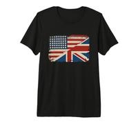 British American Flag Great Britain Union Jack Premium T-Shirt