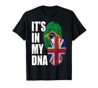 British And Brazilian Mix DNA Flag Heritage T-Shirt