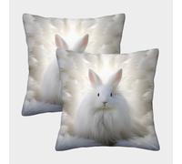 British Angora Rabbit Cushion Cover 2 Pack Decorative Machine Washable Pillowcases Square Pillow Cases with Invisible Zipper Cushion Covers For Livingroom Sofa Bedroom Throw Pillow Case 45x45cm