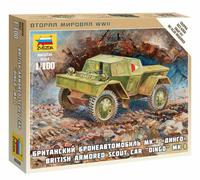 British Armored Scout Car Dingo Mk-I Plastic Kit 1:100 Model ZVEZDA