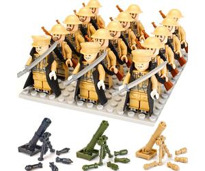 (British Army) 18PCS Military Building Blocks German/British/Soviet/American Soldiers World War II Minifigure Toys