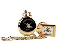 British Army 24k Gold Plated Pocket Watch and Chain and Keyring Squadron Military Gift Set