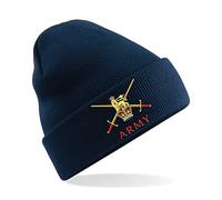 British Army Insignia Mens Premium Embroidered Beanie Hat, Bob Hat British Army Military (Navy)