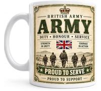 British Army Mug - Proud to Serve, Proud to Support - Military Gift for Soldiers, Veterans & Army Families - Vintage Style Ceramic Coffee Mug