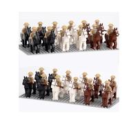 (British army of 12 men + 12 horses) Cavalry Horse Phalanx with Weapons Rifle Building Block Base Plate World War II Minifigures Multinational Army