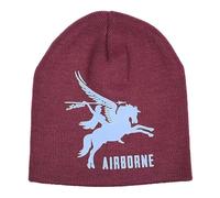 British Army Parachute Regiment Pegasus Beanie Hat | Airborne Military Winter Cap | Warm Knit para Beanie for Outdoor, Hiking & Cold Weather | Paratrooper Logo Winter Hat Burgundy