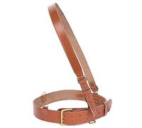 British Army Style Sam Browne Leather Belt in Brown with Cross Strap (Large (42-45 inch))
