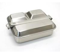 British Army Style Stainless Steel Mess Tin Set | Military Camping Cooking Kit with Tray Lid | Stackable Outdoor Cookware for Bushcraft, Hiking & Survival Use