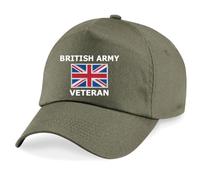 British Army Veteran Embroidered Baseball Cap, Military Style Hat (UK, Alpha, One Size, Olive)