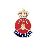 British Army Veteran Enamel Pin Badge, Classic Patriotic Design UK