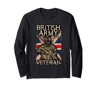 British Army Veteran Soldier Union Jack Flag UK Armed Forces Long Sleeve T-Shirt