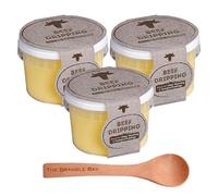 British Beef Dripping Natural 250g x3 with a Wooden Spoon, Rich Flavour for Roast Potatoes, Chips & Yorkshire Puddings