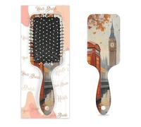 British Big Ben Hair Brush Autumn Uk Pattern Wet Dry Air Cushion Hair Brush Plastic Detangler Hairbrush for Kids Adults Back To School Gift Women Men